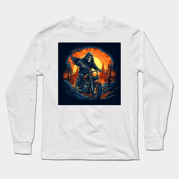 Epic Grim Reaper Motorcycle Long Sleeve T-Shirt by pako-valor